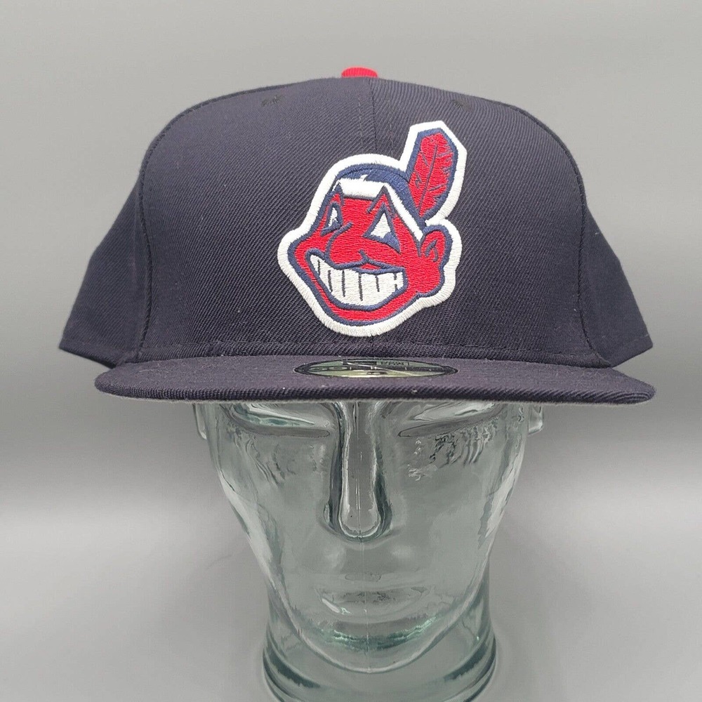 Cleveland Indians 5950 New Era 100% Wool Fitted Hat Size 8 Pro Model Cooperstown